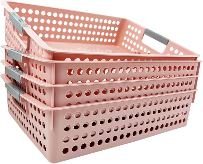 DLUCKY 4Pcs Classroom Organization and Storage Paper Tray Holds 4A Paper, Trays for Classroom Toy, Crayons, Handicrafts Storage, Also for Library, Drawers, Office, Kitchen, Bathroom(Pink) - Image 1